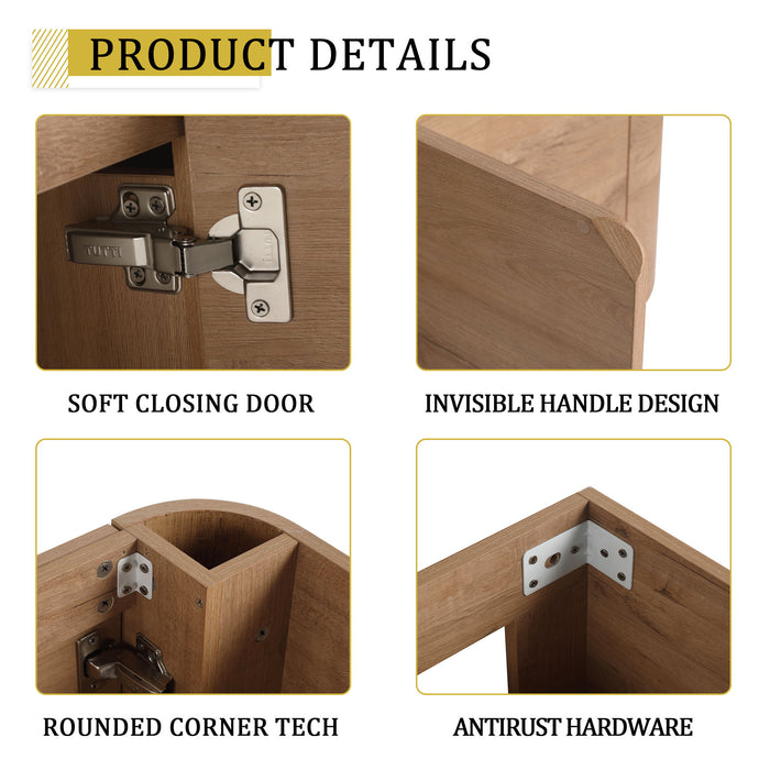 Wall Mounted Bathroom Vanity With Sink, 3 Soft Close Doors