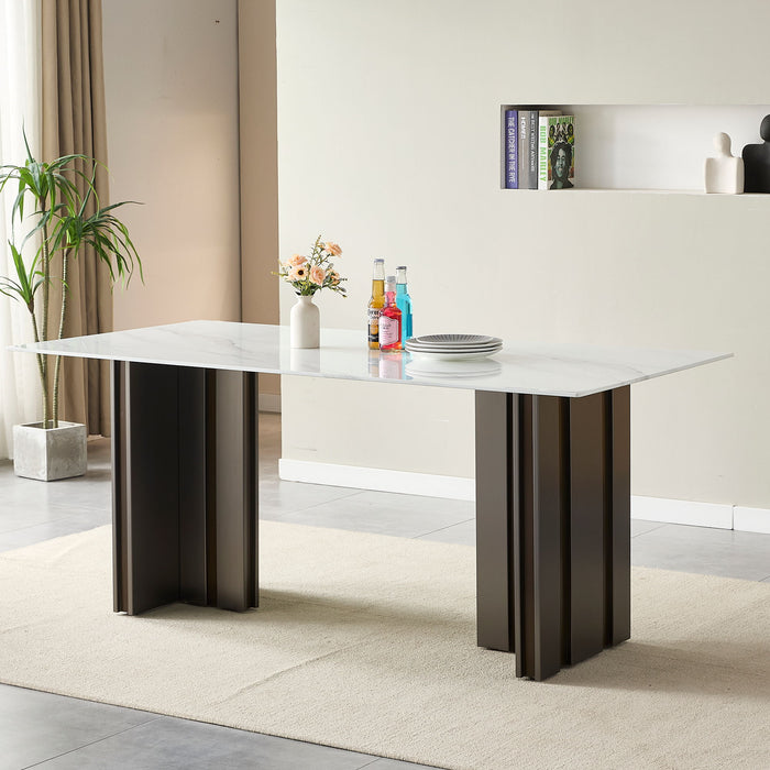 Rectangular Dining Table - Gray / White