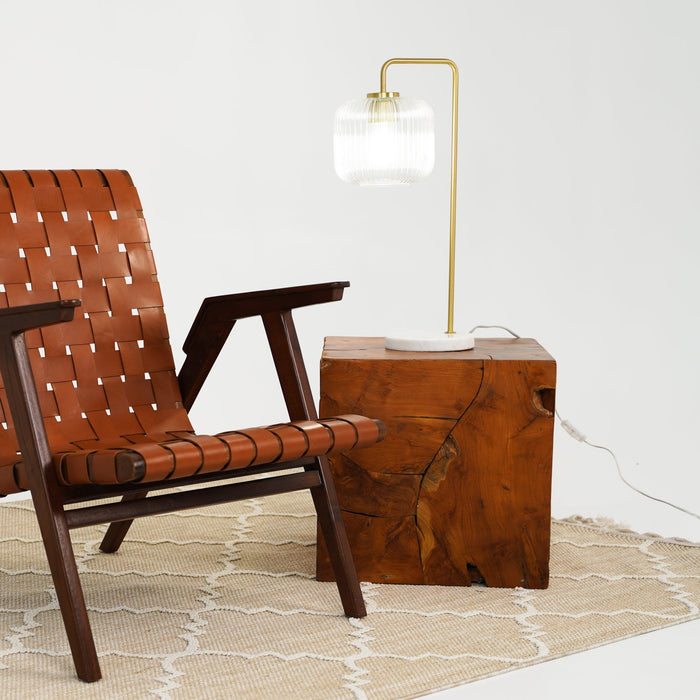 Haven - Clear Table Lamp, Button Control - Gold / White / White Marble