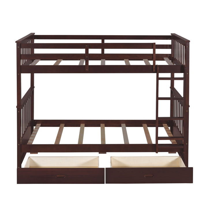 Bunk Bed With Ladders And 2 Storage Drawers