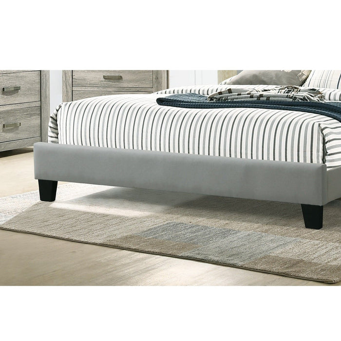 California King Size Tufted Headboard Platform Bedframe, Bedroom Furniture - Gray / Light Gray