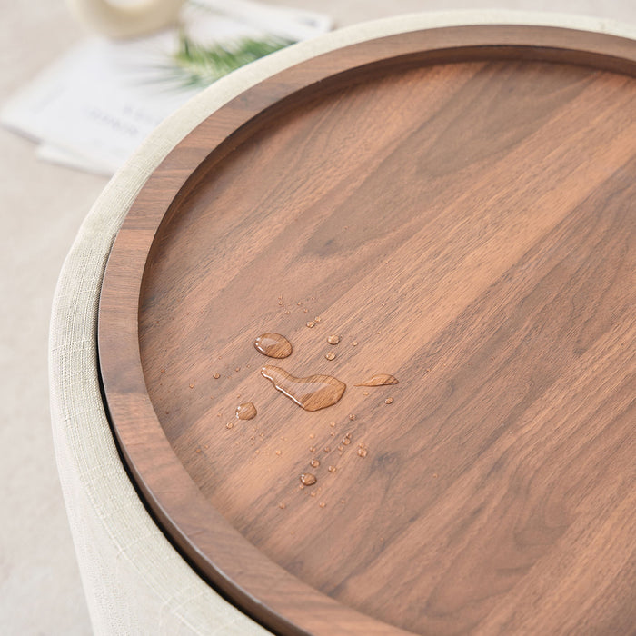 Nesting Ottomans, Round Coffee Table & Bench With Tray (Set of 2)