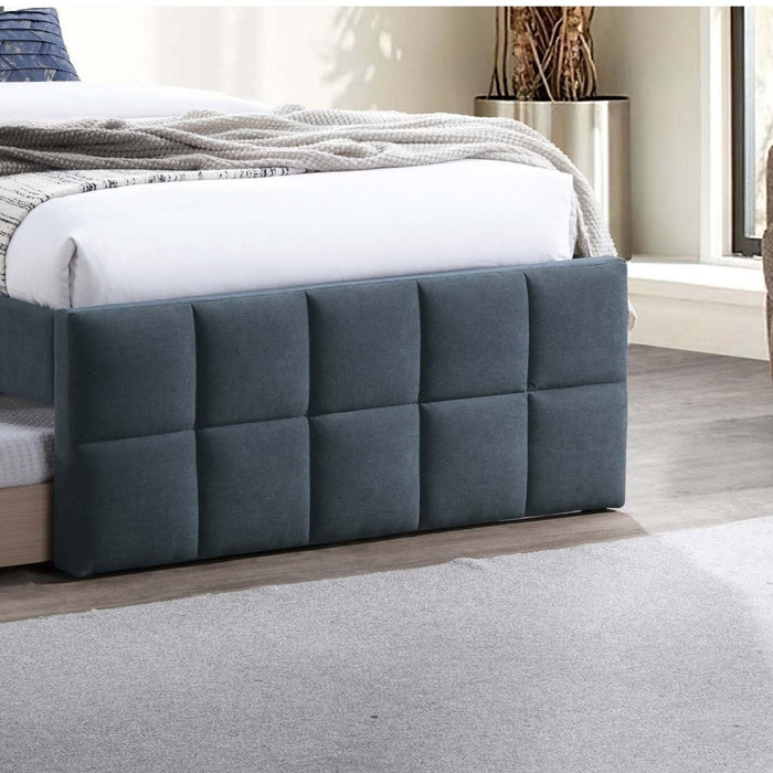 Contemporary Style Bed With Trundle Upholstered Headboard And Footboard Grid Pattern