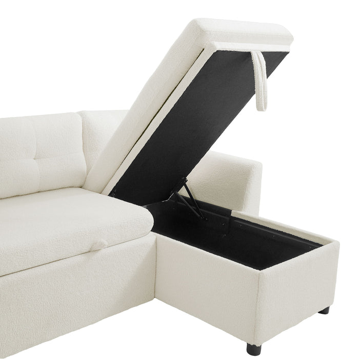 U-Shaped Sectional Sofa Bed With Storage And USB Ports
