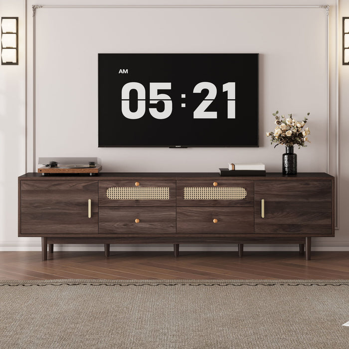 TV Stand With Drawers, Accent Entertainment Center For Living Room - Dark Brown