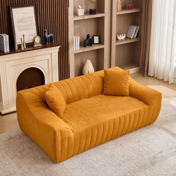 Oversized 2 Seater Loveseat With 2 Decor Throw Pillows, Deep Seat Sofa For Living Rooms