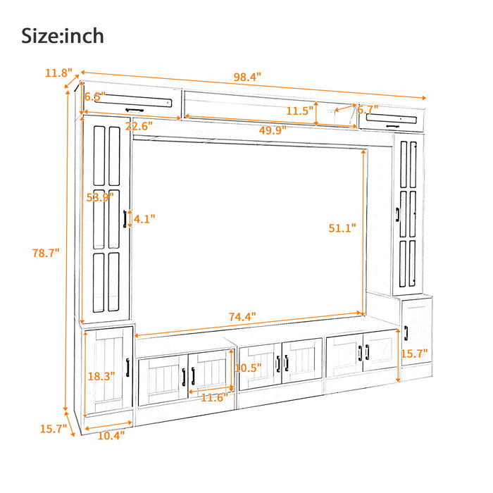 Wall Unit Entertainment Center With Bookshelves For TVs Up To 80"