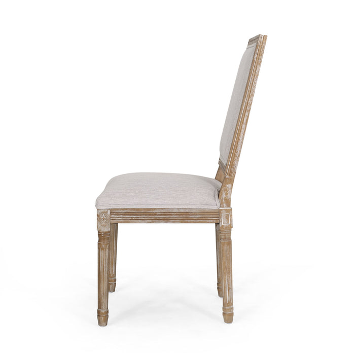 French Country Style Dining Chair With Upholstered Seating And Fluted Legs