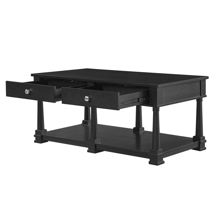 Coffee Table With 2 Storage Drawers & Lower Open Shelf