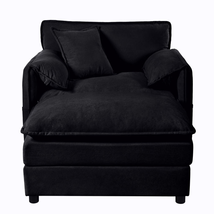 Oversized Chair With Movable Ottoman, Soft Upholstered Lounge Chair
