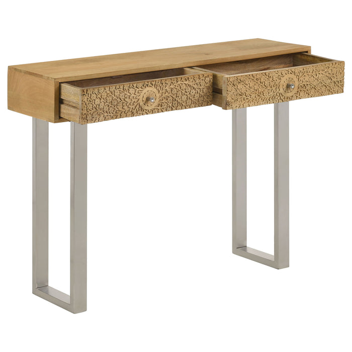 Harmony - 2 Drawer Table With Sled Base In Tones Accents - Natural
