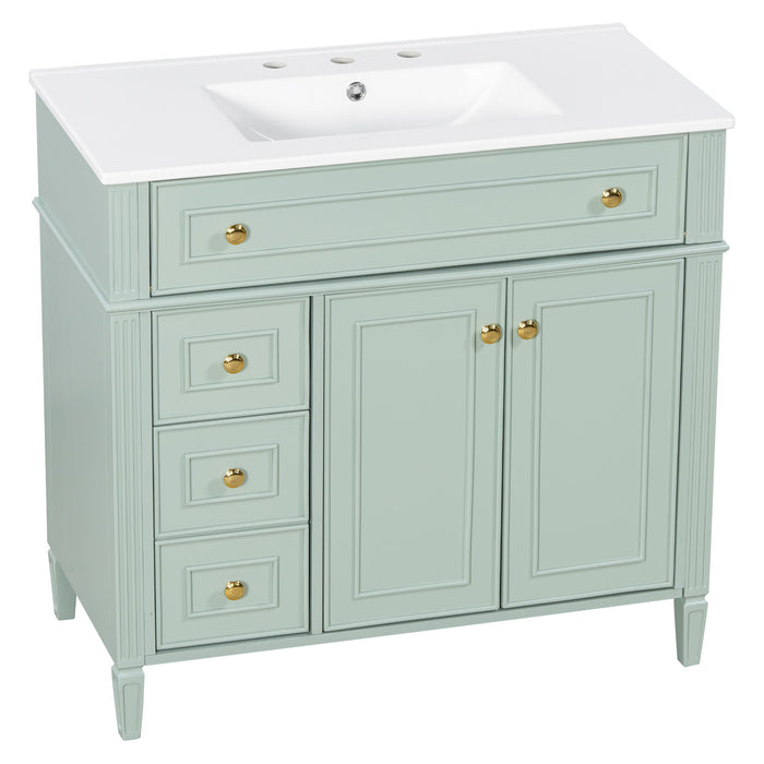 Bathroom Vanity With Sink, 3 Drawers & 2 Soft-Close Doors
