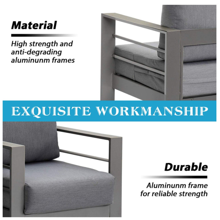 Patio Armchairs With Thick Cushions, All Weather (Set of 2) - Gray / Gray