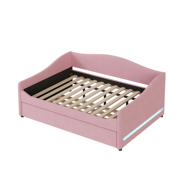 Upholstered Daybed With Light And Trundle