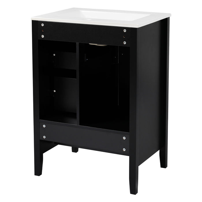 Retro Bathroom Vanity With Sink, Soft Closing Cabinet & Drawers