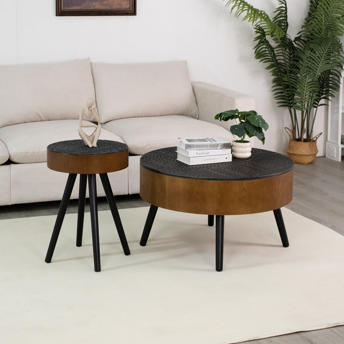 Round Coffee Table With Storage Function For Living Rooms