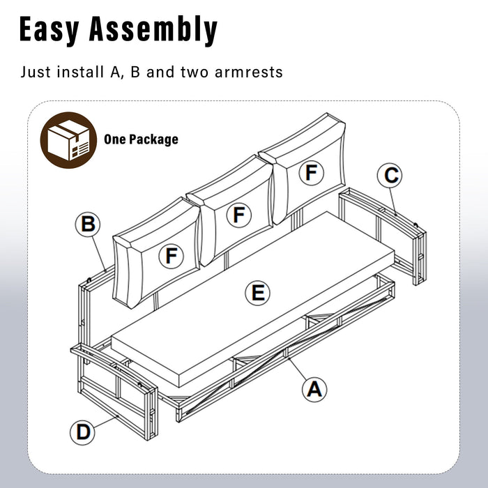 3 Person Large Patio Swing Bench With Cushions For Backyard