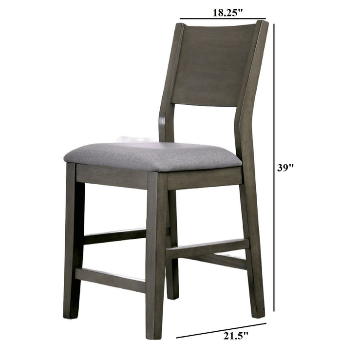 Padded Fabric Seat Panel Back Counter Height Dining Chairs (Set of 2) - Gray / Light Gray