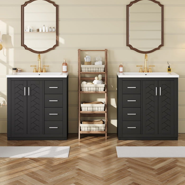 Bathroom Vanity Set With Sink, Storage Cabinet With Drawers & Soft Closing Doors