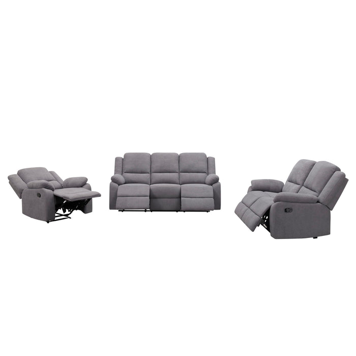 3 Piece Reclining Sofa Set With 150° Deep Recline, 3 Seat Couch, Loveseat & Single Recliner - Gray