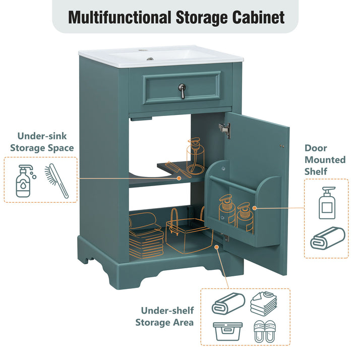 Elegant Bathroom Vanity With Ceramic Sink, Soft Close Door, Adjustable Shelf