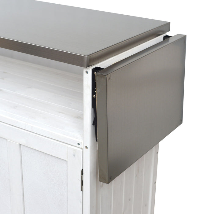 Foldable Outdoor Kitchen Island With Lockable Wheels, Storage Cabinet And Towel Rack For Patio