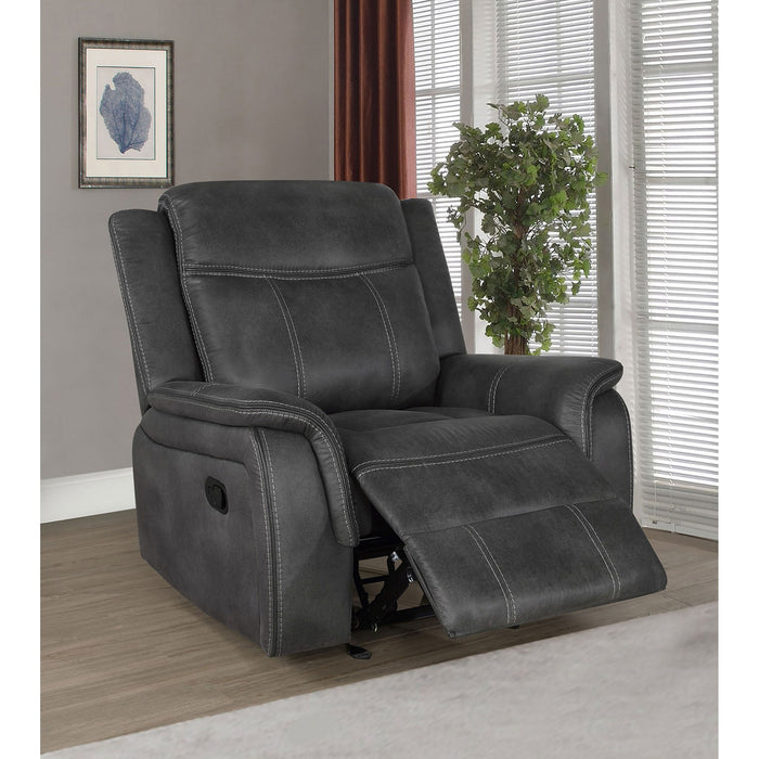 Franklin - Upholstered Padded Arm Glider Recliner - Charcoal
