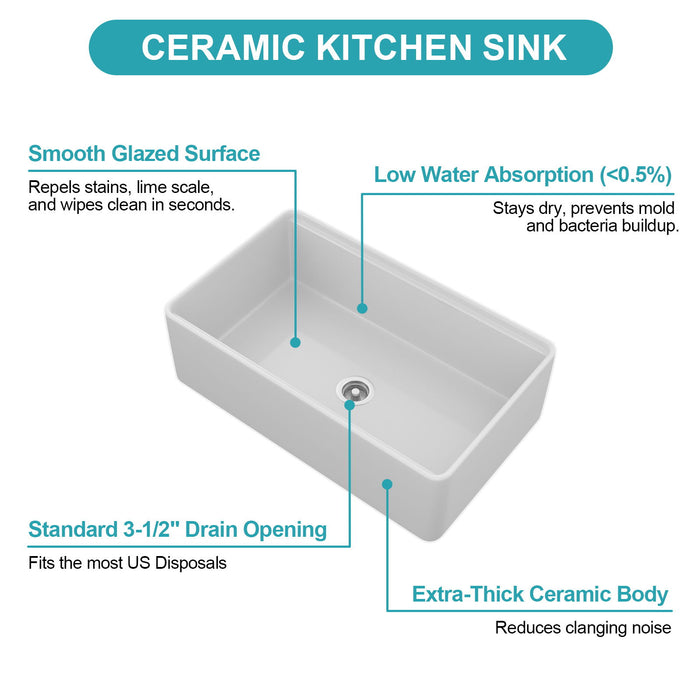 Single Bowl Kitchen Sink Workstation - White