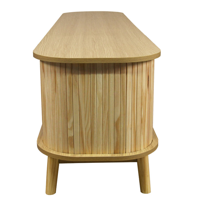 Rattan TV Stand For Tvs Up To 75'', Modern Farmhouse Media Console, Entertainment Center With Legs, TV Cabinet For Living Room, Home Theatre - Natural Wood