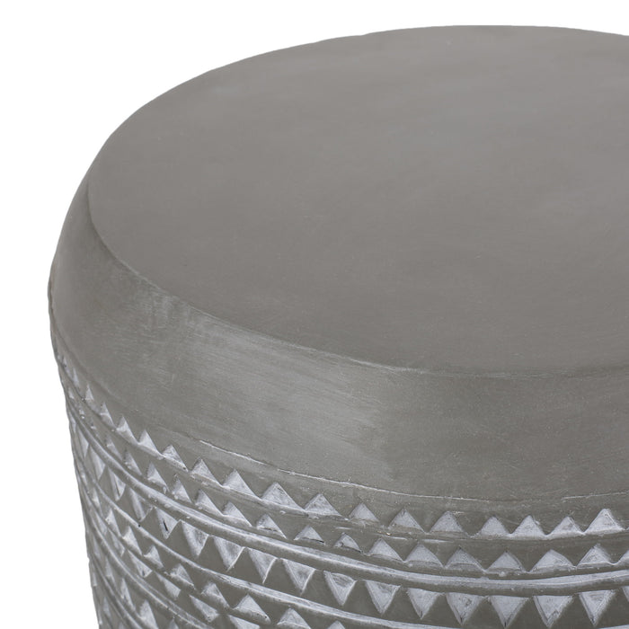 Outdoor Side Table With Cylindrical Shape - White