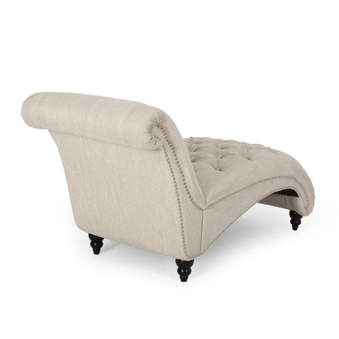 Chaise Lounge With Button Tufted Diamon Stitch