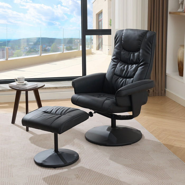 Recliner Chair With Ottoman, 360° Swivel Massage Lounge Chair With 5-Point Vibration & Heated Seat