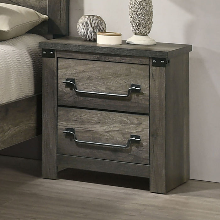 Nightstand, 2 Drawer Storage - Gray