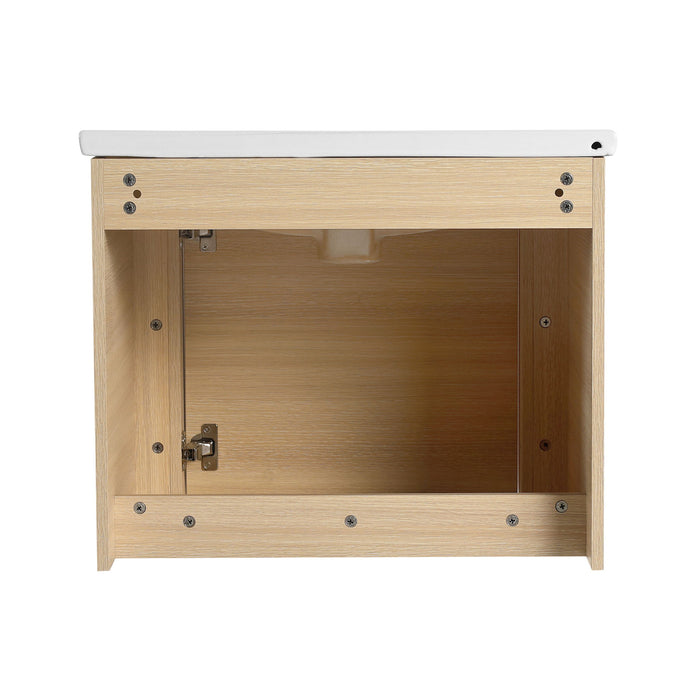 Wall Mounted Bathroom Vanity With Sink And Storage Shelves, Soft Close Doors