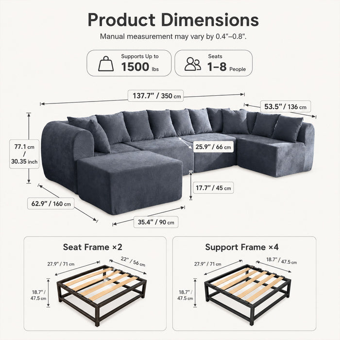 8 Seater U-Shaped Couch With Ottoman