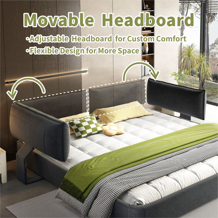 Cloud Bed Frame With Oversized Padded Movable Headboard