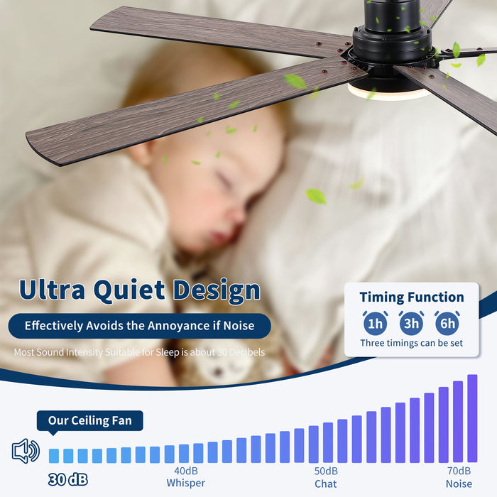 Ceiling Fan With Lights And Remot With Quiet DC Motor, 6 Speeds, Reversible Blades - Black