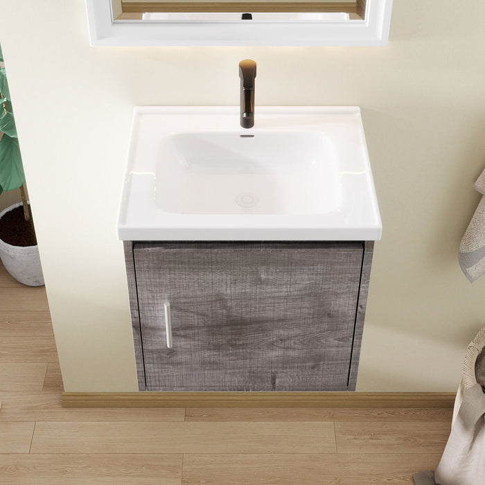 Floating Bathroom Vanity Combo, Wall Mounted Cabinet With Sink & Soft Close Doors For Small Bathrooms