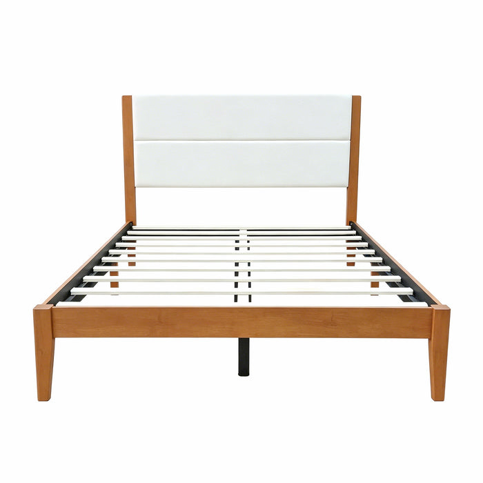 Platform Bed Frame With Upholstered Headboard, Slat Support