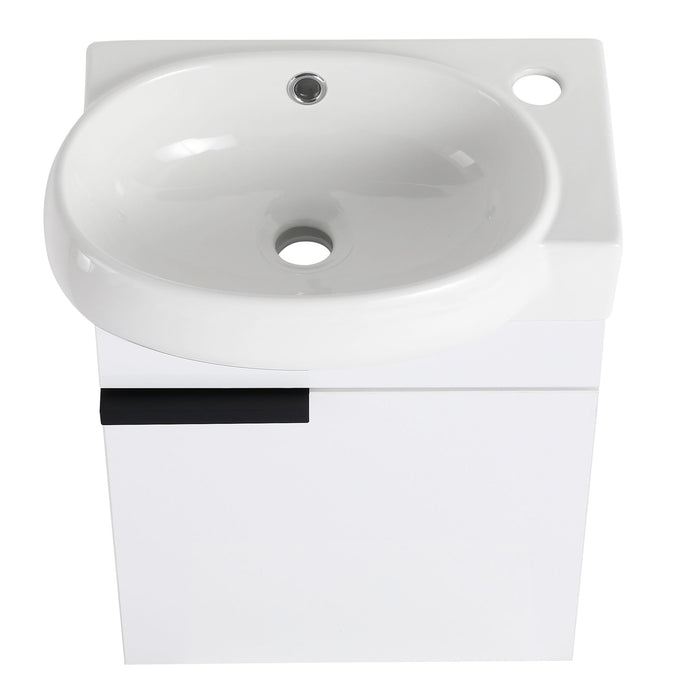 Soft Close Doors Bathroom Vanity With Sink, Compact Wall Mounted Design Basin