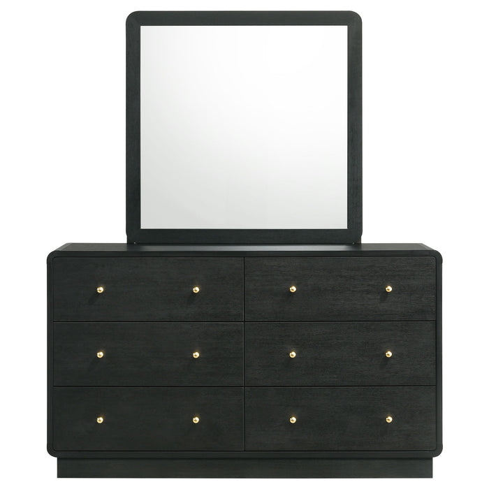 Burton - 6 Drawer Dresser With Mirror - Black