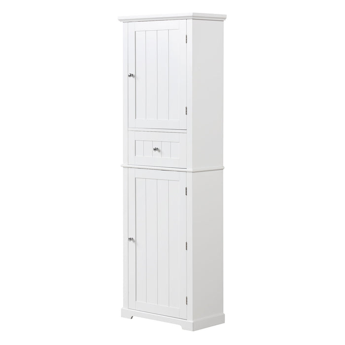 Tall Freestanding Bathroom Storage Cabinet With Drawer And Adjustable Shelf