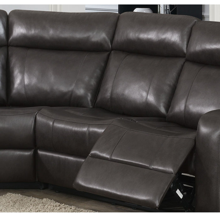 Manual Motion Recliner Sectional Sofa With Console And Cup Holders - Brown