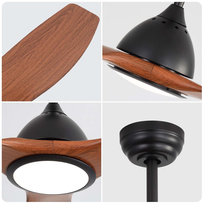 52" Smart Ceiling Fan, Dimmable 3 Color LED Light, Remote Control, Quiet Reversible DC Motor