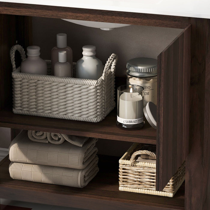 Modern Bathroom Vanity With Rectangle Ceramic Sink, Soft Closing Doors