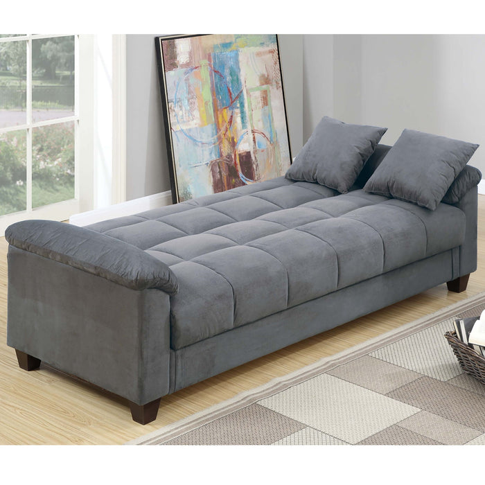 Adjustable Sofa With Hidden Storage And USB Port, Plush Cube Pattern Couch With Pillows - Gray