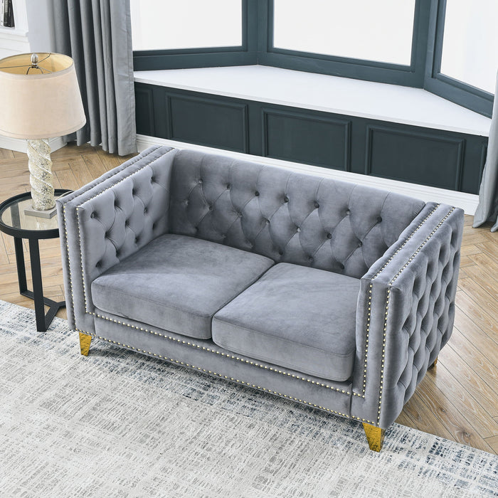 Modern Sofa With Button Tufting, Upholstered Couch For Living Room