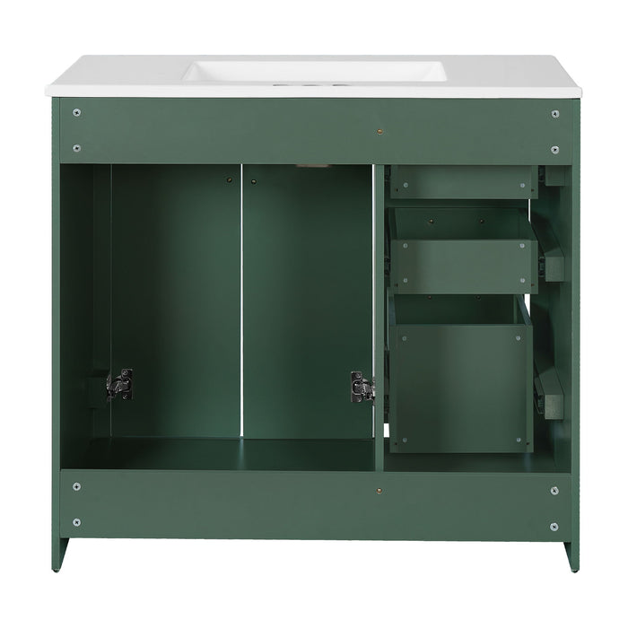 Modern Bathroom Vanity With Ceramic Sink, 6 Drawers & Soft-Close Doors