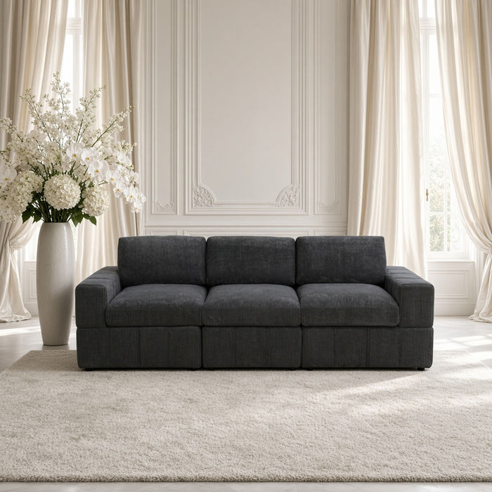 Oversized Modular Sectional Sofa 3 Piece Set For Living Room - Dark Gray