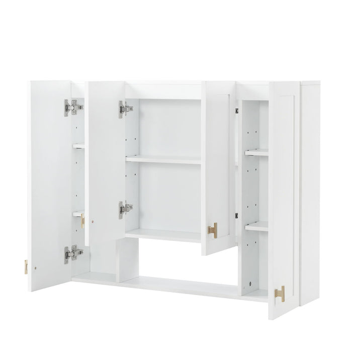 30" Bathroom Cabinet With 5 Adjustable Shelves, Wall Mounted Medicine Cabinet - White